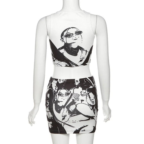 All The Faces Printed Skirt Set - CloudNine Fash Boutique
