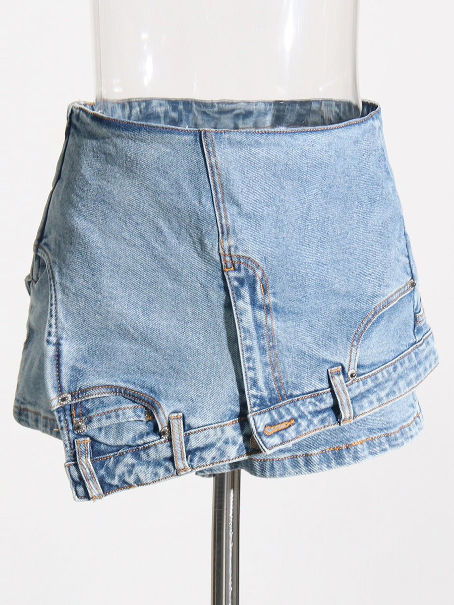 MSGM asymmetric denim mini skirt - Blue