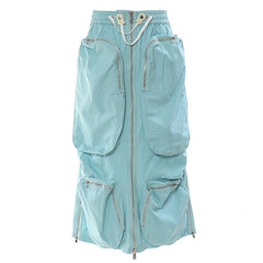 Amani Zipper Pocket Utility Midi Skirt - CloudNine Fash Boutique