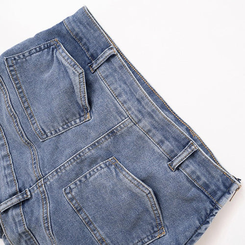 Asymmetric Washed Denim Mini Skort - CloudNine Fash Boutique