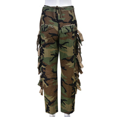 Babe On Duty Fringe Straight Leg Camo Pants - CloudNine Fash Boutique