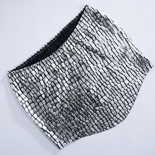 Big Bag Flipper Metallic Faux Crocodile Mini Skirt - CloudNine Fash Boutique