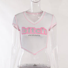 Bitch (Noun) Short Sleeve Cropped T-Shirt - CloudNine Fash Boutique