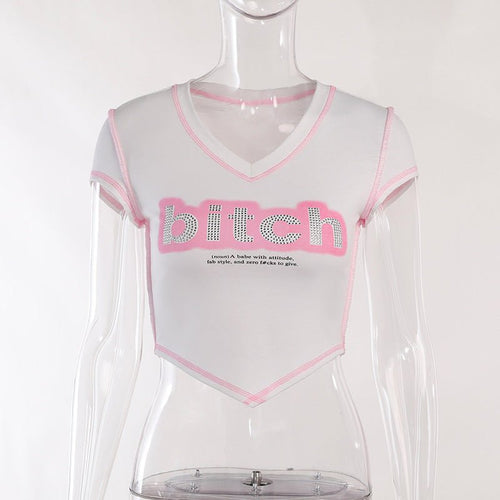 Bitch (Noun) Short Sleeve Cropped T-Shirt - CloudNine Fash Boutique