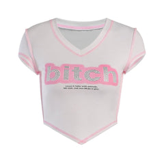 Bitch (Noun) Short Sleeve Cropped T-Shirt - CloudNine Fash Boutique