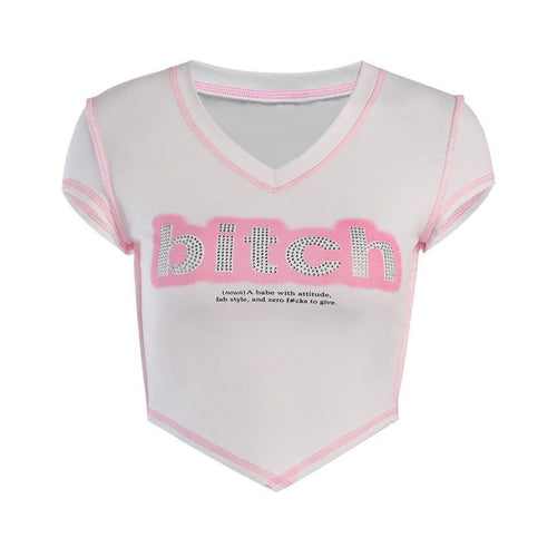 Bitch (Noun) Short Sleeve Cropped T-Shirt - CloudNine Fash Boutique