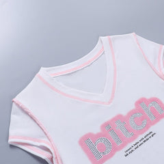Bitch (Noun) Short Sleeve Cropped T-Shirt - CloudNine Fash Boutique