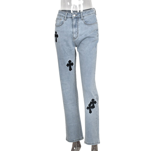 Bless Up Embroidered High Waist Straight Leg Jeans - CloudNine Fash Boutique