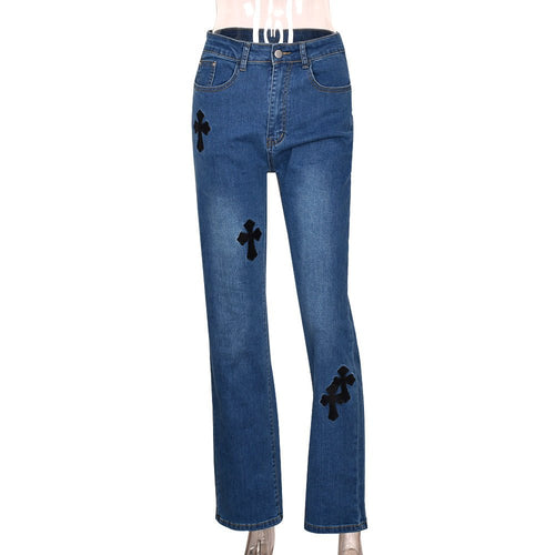 Bless Up Embroidered High Waist Straight Leg Jeans - CloudNine Fash Boutique