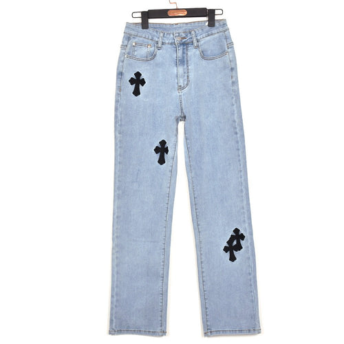 Bless Up Embroidered High Waist Straight Leg Jeans - CloudNine Fash Boutique