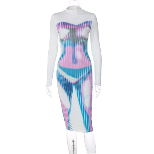 Body Search Thermal Printed Dress - CloudNine Fash Boutique