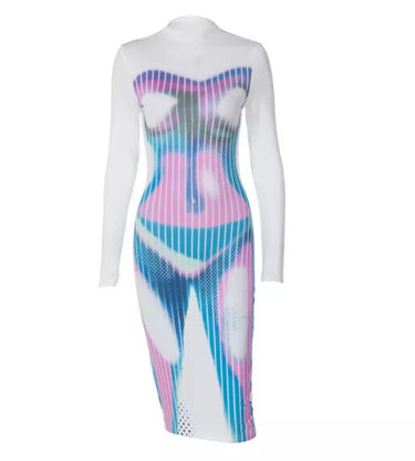 Body Search Thermal Printed Dress - CloudNine Fash Boutique