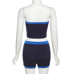 Bria Ribbed Contrast Strapless Short Set