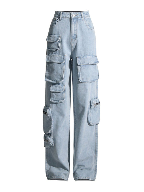 Callie Retro Light Wash Cargo Jeans - CloudNine Fash Boutique