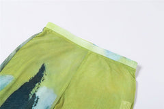 Desiree Printed Mesh Flare Leg Pants - CloudNine Fash Boutique