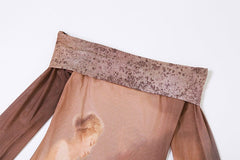 Devine Feminine Printed Mesh Off Shoulder Midi Dress - CloudNine Fash Boutique