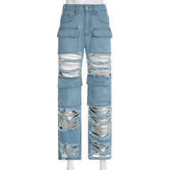 Distorted Reality Ripped Straight Leg Jeans - CloudNine Fash Boutique