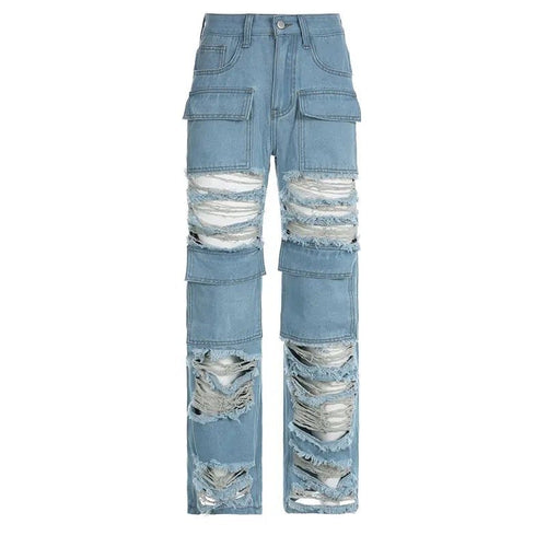 Distorted Reality Ripped Straight Leg Jeans - CloudNine Fash Boutique