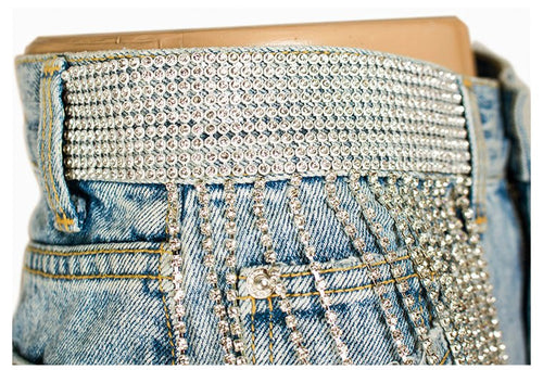 Dripping In Diamonds Rhinestone Denim Shorts - CloudNine Fash Boutique