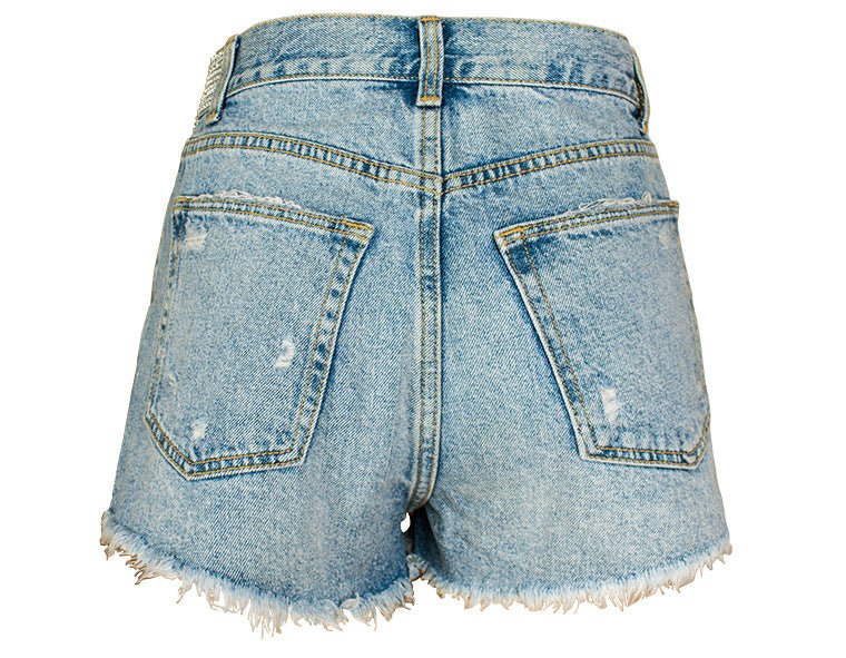 Denim shorts cheap with diamonds