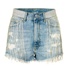 Dripping In Diamonds Rhinestone Denim Shorts - CloudNine Fash Boutique