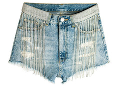 Dripping In Diamonds Rhinestone Denim Shorts - CloudNine Fash Boutique