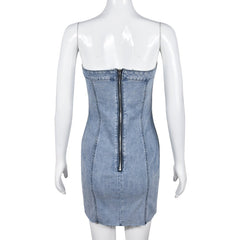 Dyamond Strapless Denim Mini Dress - CloudNine Fash Boutique