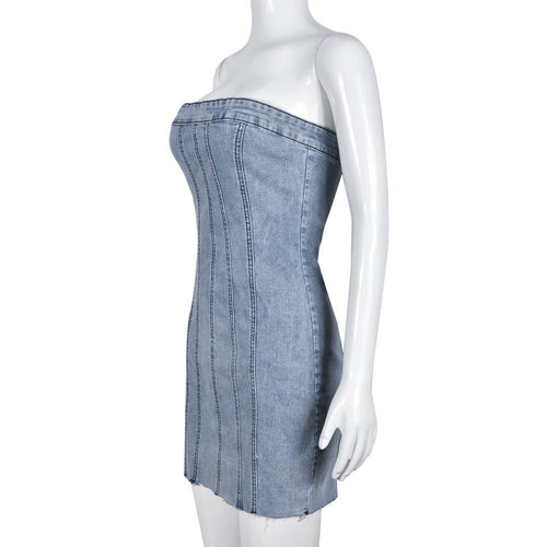 Dyamond Strapless Denim Mini Dress - CloudNine Fash Boutique