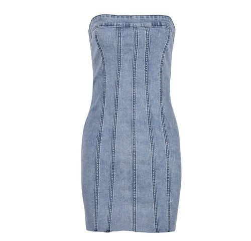 Dyamond Strapless Denim Mini Dress - CloudNine Fash Boutique