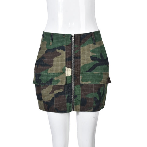 Get In Formation Zip Front Camo Skirt - CloudNine Fash Boutique