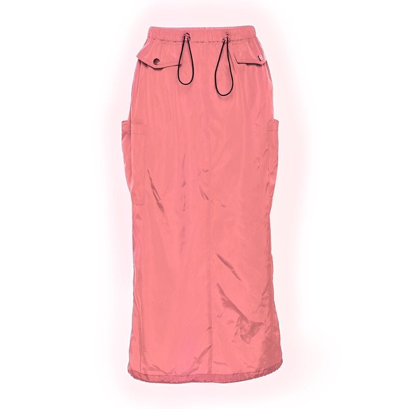 Pink utility midi outlet skirt