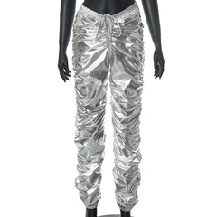 I Need Space Metallic Low Waist Stacked Joggers - CloudNine Fash Boutique
