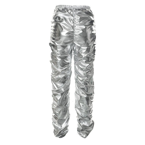 I Need Space Metallic Low Waist Stacked Joggers - CloudNine Fash Boutique