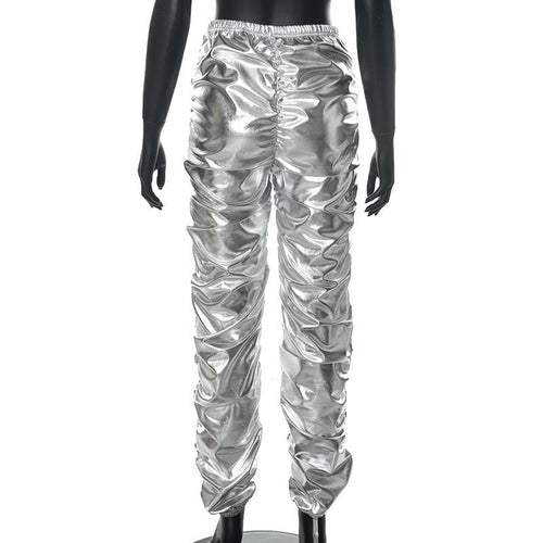 I Need Space Metallic Low Waist Stacked Joggers - CloudNine Fash Boutique