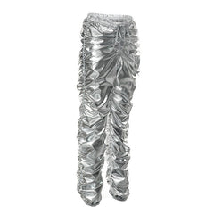 I Need Space Metallic Low Waist Stacked Joggers - CloudNine Fash Boutique