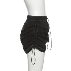 In A Ruche Nylon Drawstring Mini Skirt - CloudNine Fash Boutique