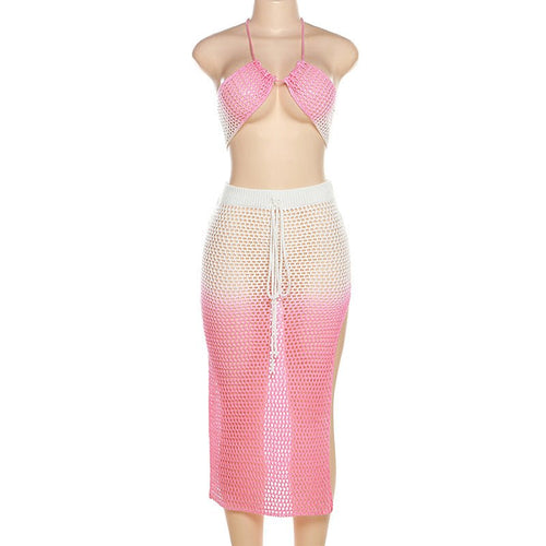 Kelli Gradient Crochet Midi Skirt Set - CloudNine Fash Boutique