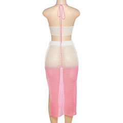 Kelli Gradient Crochet Midi Skirt Set - CloudNine Fash Boutique