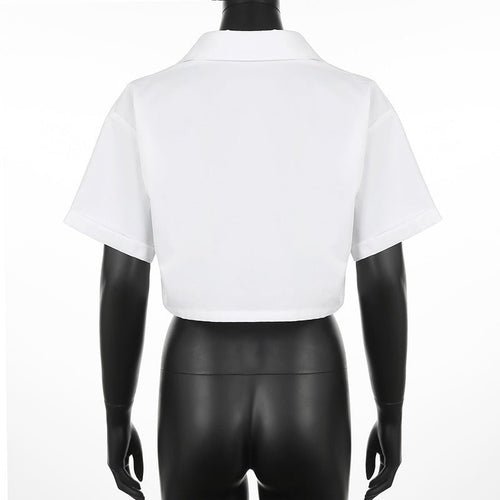 Kiara Twist Front Collared Cropped Top