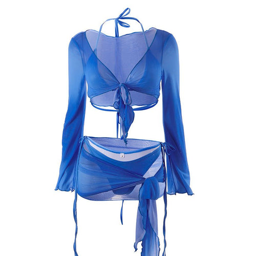 Lana Four Piece Bikini Cover Up Skirt Set - CloudNine Fash Boutique