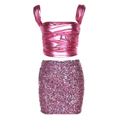 Like I Should Metallic Sequin Skirt Set - CloudNine Fash Boutique