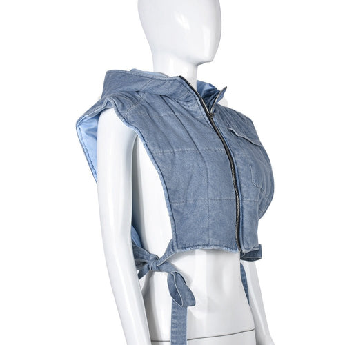 Like No Other Hooded Denim Vest Jacket - CloudNine Fash Boutique