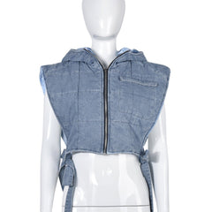 Like No Other Hooded Denim Vest Jacket - CloudNine Fash Boutique