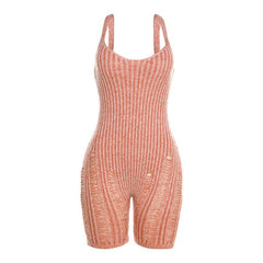 Loren Distressed Crochet Knit Romper - CloudNine Fash Boutique