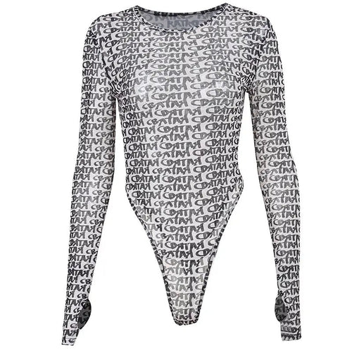 Love Letters Mesh Long Sleeve Bodysuit - CloudNine Fash Boutique