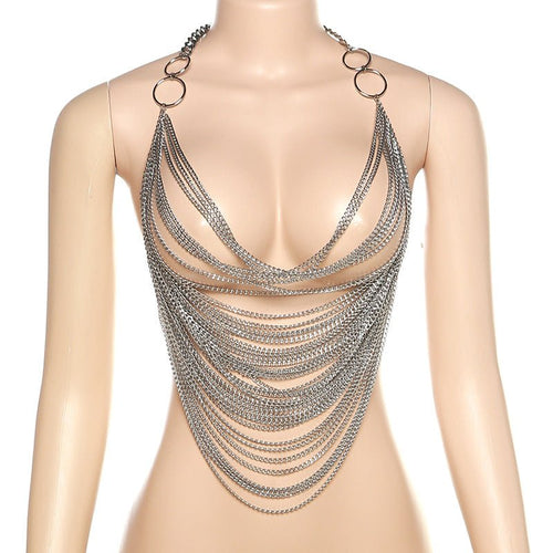 Lovin’ The Night Metal Chain Halter Backless Tank - CloudNine Fash Boutique
