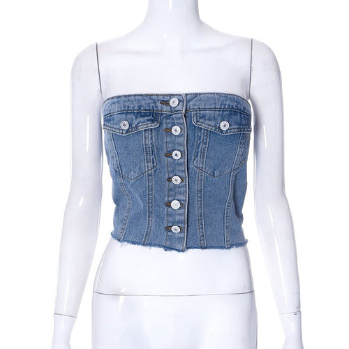 Make You Jealous Denim Tube Top - CloudNine Fash Boutique