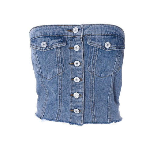 Make You Jealous Denim Tube Top - CloudNine Fash Boutique