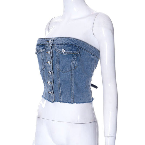 Make You Jealous Denim Tube Top - CloudNine Fash Boutique