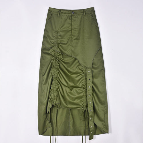 Meet Your Match Ruched Utility Midi Skirt - CloudNine Fash Boutique